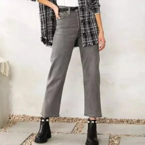 Levi's Denim - Levi's Ribcage Straight Ankle Jeans Women’s 27 Gray High Rise Button Fly